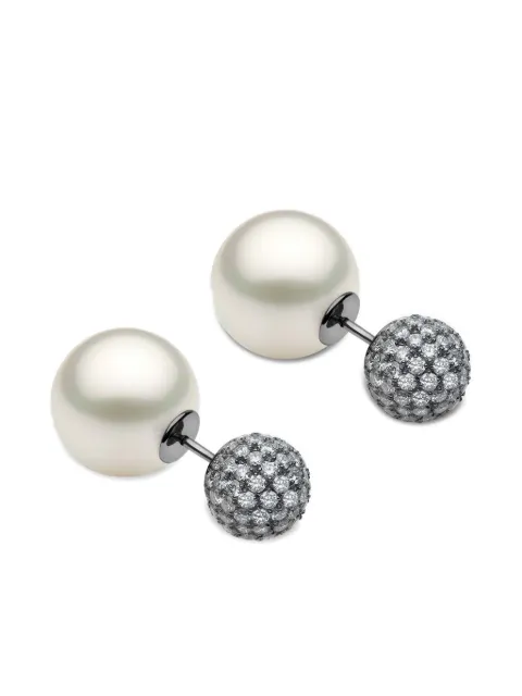 Yoko London Duet south sea pearl diamond earrings Black DUET013107D