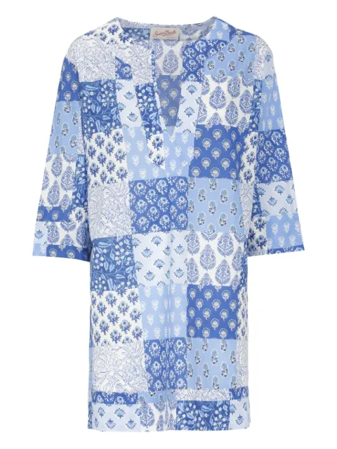 MC2 Saint Barth patchwork V-neck mini dress Blue MHA00100380H