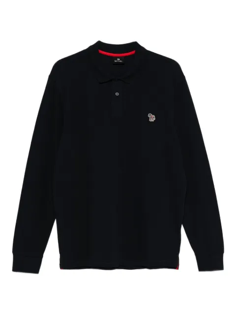 PS Paul Smith long-sleeve embroidered polo shirt Blue M2R115LPZEBRA49