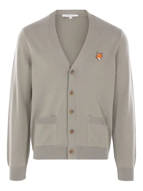 Maison Kitsuné fox-head patch pocket cardigan Green PM00501KT1181P131
