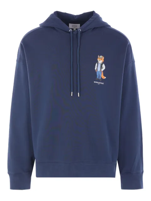 Maison Kitsuné fox-print cotton hoodie Blue PM00707KM03400329