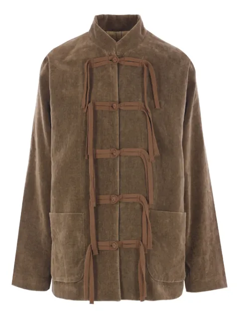 Uma Wang toggle-fastening velvet jacket Brown UP6017
