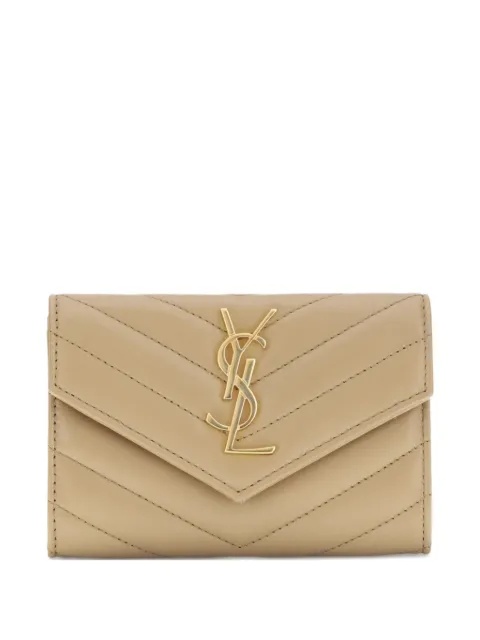 Saint Laurent chevron-quilted leather wallet Neutrals 414404AAA44