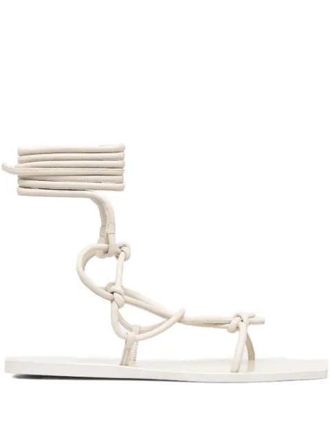 Rick Owens Lilies Penta knotted leather lace-up sandals Neutrals LI01E4808LLP