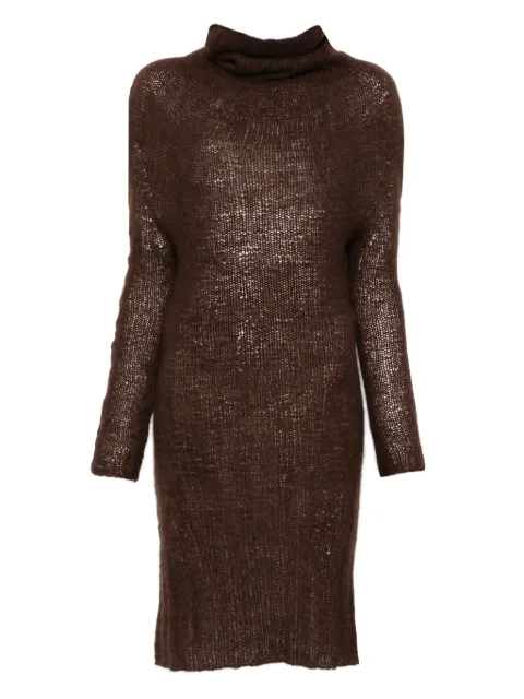 YEHUAFAN turtleneck open-knit dress Brown C9000091