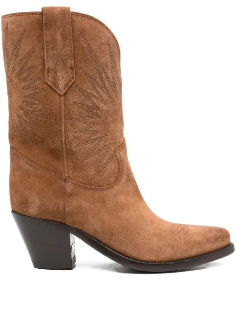 Golden Goose Wish Star embroidered suede boots Brown GWF00780F007613