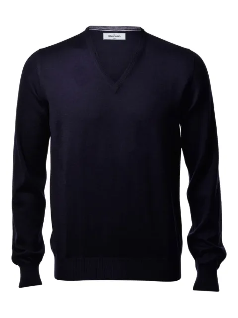 Gran Sasso V-neck wool sweater Blue 5511514290