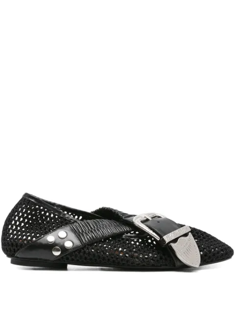 Toga Pulla buckle-detail mesh-detail flats Black AJ1434