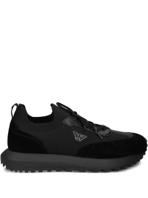 Emporio Armani logo-detail knit sneakers Black EM003739AF19724