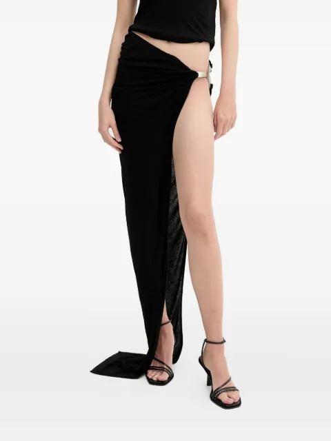 Rick Owens Lilies draped side-buckle skirt Black LI01E4315RV