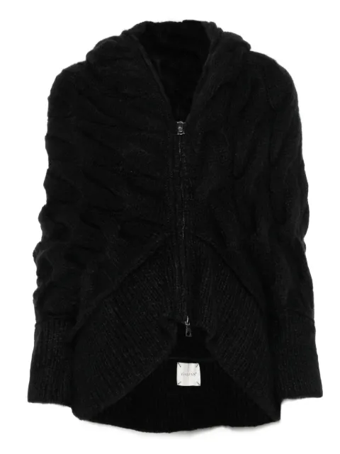 YEHUAFAN cable-knit hooded cardigan C9000039