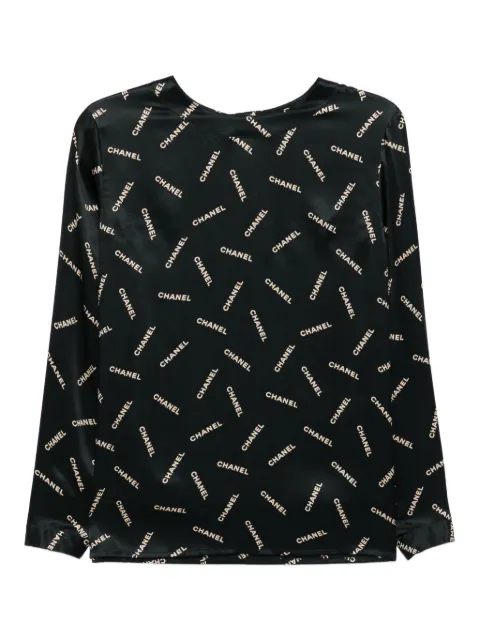 CHANEL Pre-Owned 1990-2000s logo-printed top Black 165991