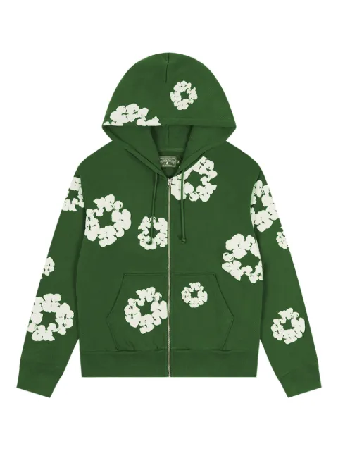 Denim Tears wreath-print zip-up hoodie Green DT158
