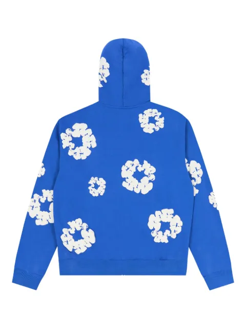 Denim Tears wreath-print zip-up hoodie Blue DT157