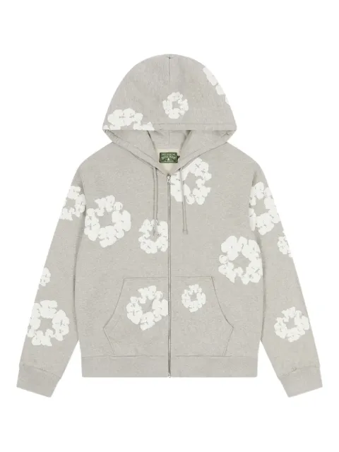 Denim Tears wreath-print zip-up hoodie Grey DT155