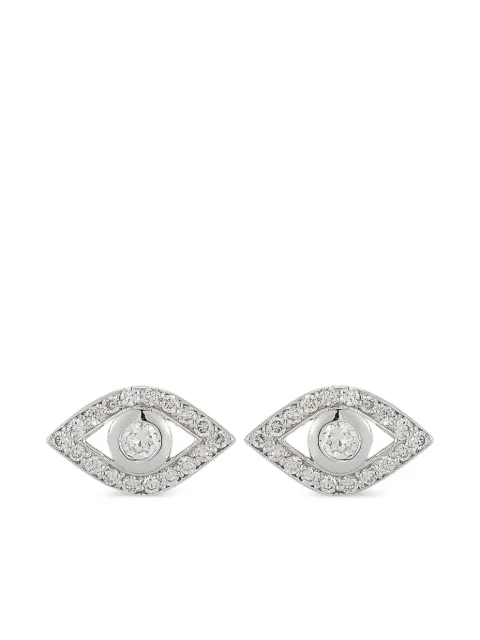 Mateo 14k white gold diamond evil eye earrings Silver 14KTDIAMONDEVILEYESTUDS