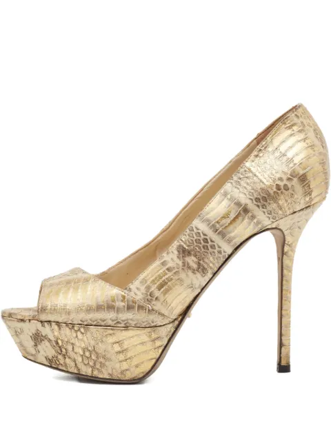 Sergio Rossi Vintage 110mm snakeskin platform pumps Gold 910977