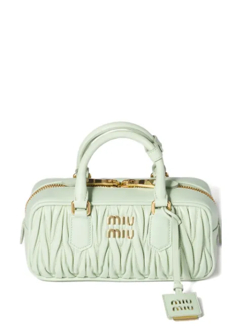 Miu Miu Arcadie matelassé leather tote bag Green 5BB142VOONAN88