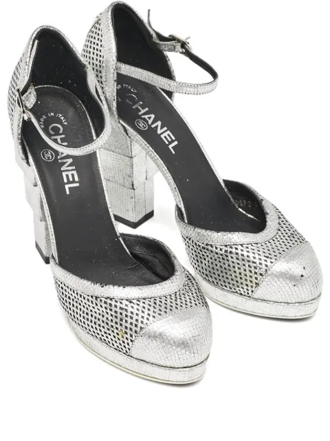 CHANEL Pre-Owned 110mm laser-cut platform pumps Silver 1147149