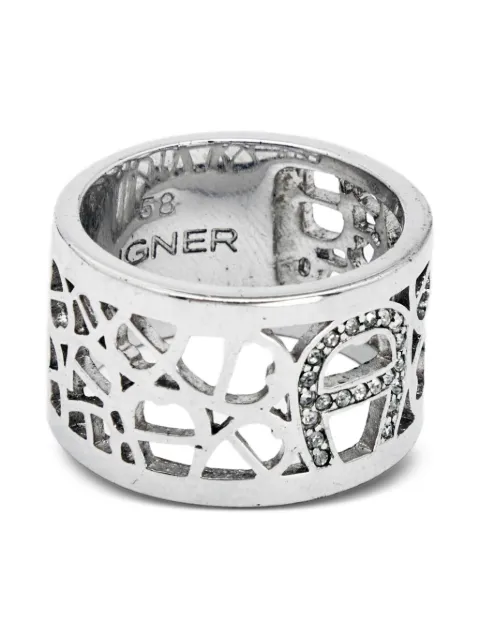 Aigner Vintage 2024 Crystal Logo Ring Silver 800108