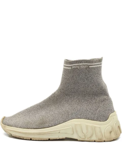 Miu Miu Pre-Owned 2024 Lurex Knit Sneakers Grey 1150364