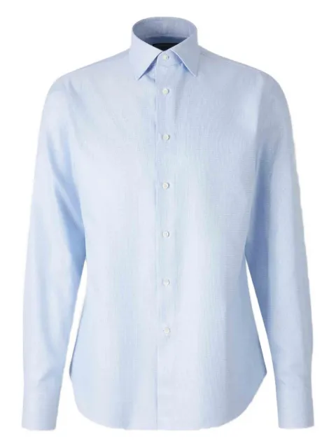 Canali textured button-cuff shirt Blue CCL7018GD03314