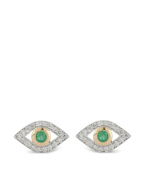 Mateo 14kt yellow gold emerald evil eye diamond earrings Gold 14KTEMERALDEVILEYESTUDS