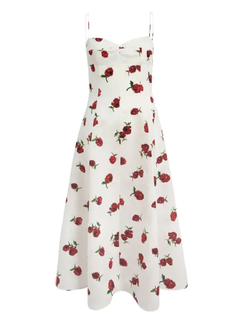 KHAITE Isabella floral-print midi dress Neutrals 5074385628