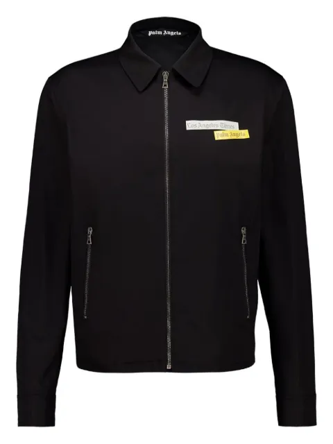 Palm Angels Pax Los Angeles Times News-print cotton jacket Black PMEA295F25FAB0011003