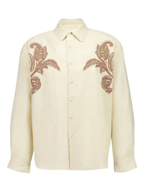 COMMAS paisley-embroidered long-sleeve shirt Neutrals W25LS004E