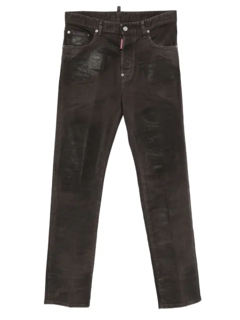 DSQUARED2 Bull Leatherette faded-patchwork jeans Brown S74LB1774S39781