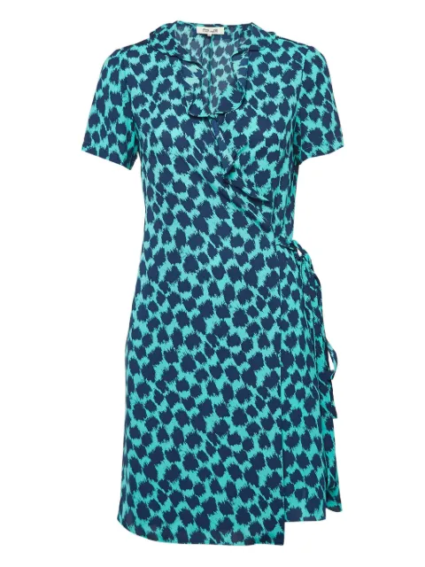 Diane Von Furstenberg Vintage printed wrap-design mini dress Blue 1026512