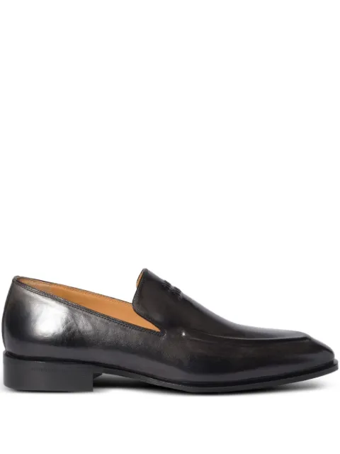 Miu Miu embossed-logo leather loafers Black 5D545EFA020537