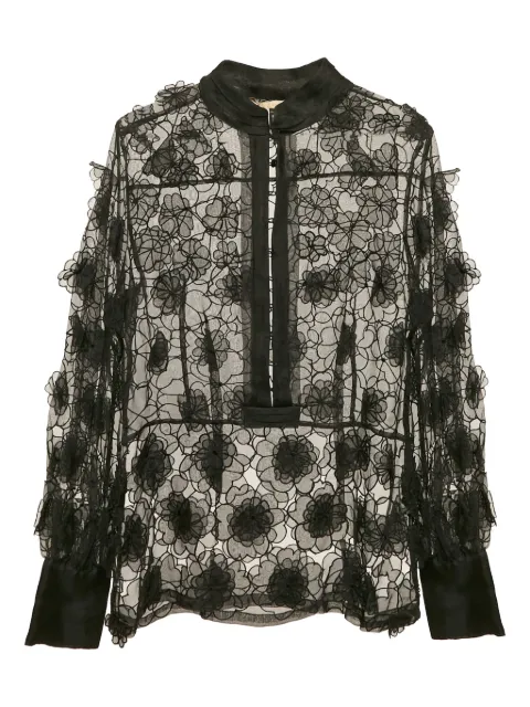 Just Cavalli Vintage pre-owned floral-appliqué blouse Black 1154385