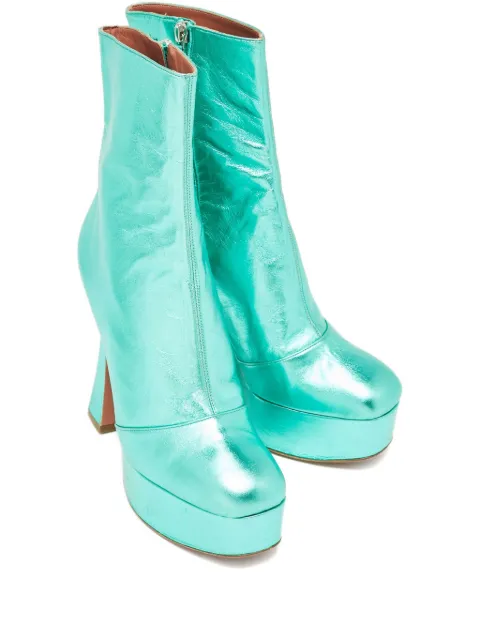 Amina Muaddi 140mm platform ankle boots Green 1087651