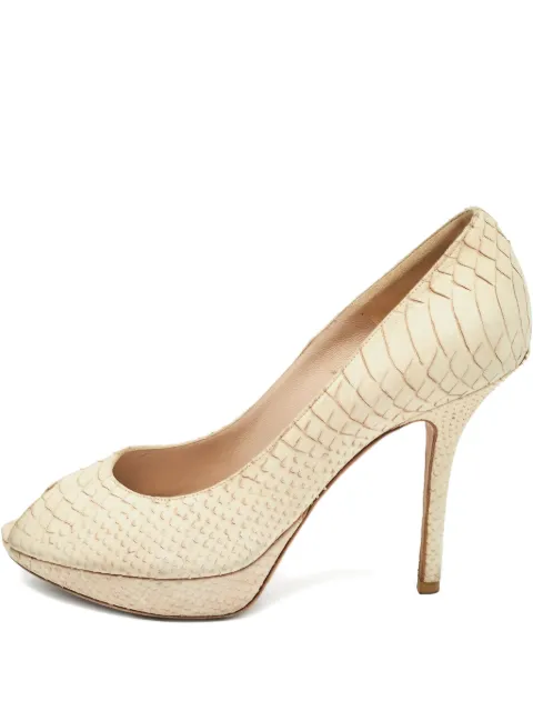 Christian Dior Pre-Owned 2024 snakeskin peeptoe pumps Neutrals 976323