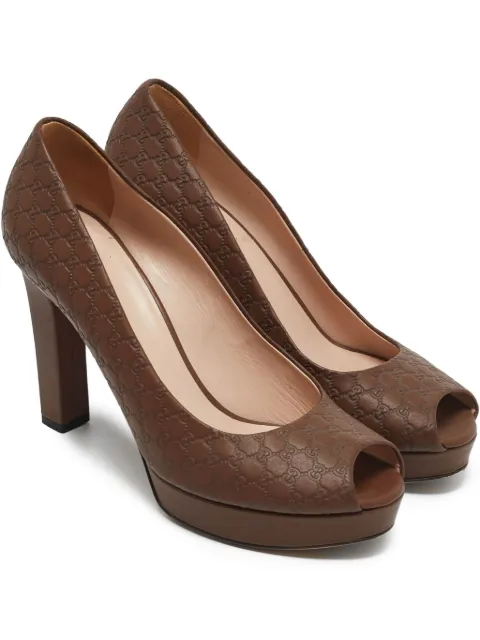 Gucci Pre-Owned 2024 platform peep-toe pumps Brown 1160457