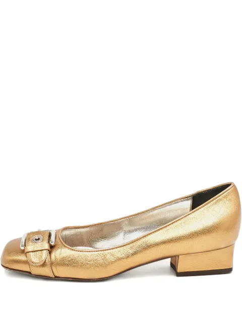 Dolce & Gabbana Pre-Owned Leather Buckle Pumps Yellow 1146682