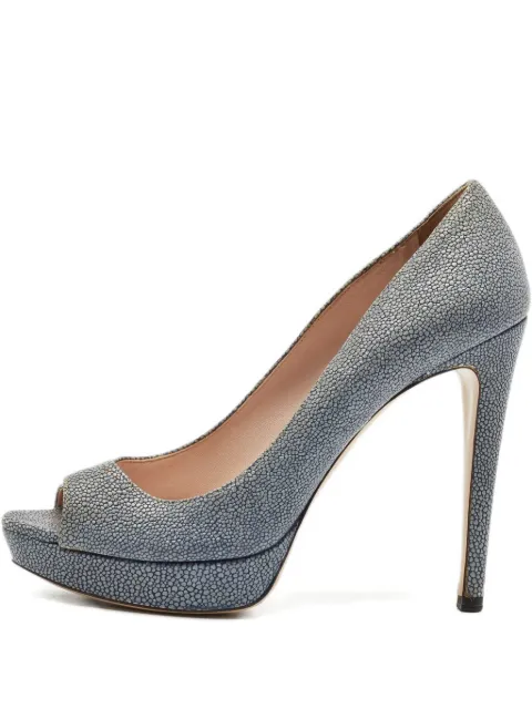 Miu Miu Pre-Owned Platform Peeptoe Pumps Grey 1153016
