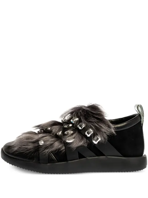 Giuseppe Zanotti Vintage fur crystal sneakers Black 327173