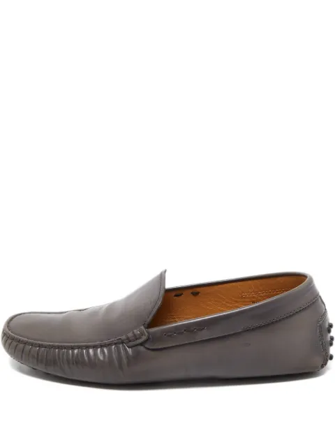 Tod's Vintage Pebble-leather detail loafers Brown 867978