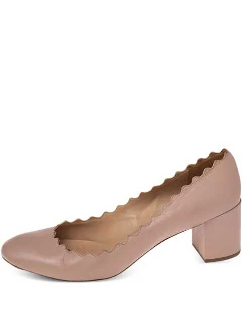 Chloé Pre-Owned 65mm scallop-trim leather pumps Neutrals 508428