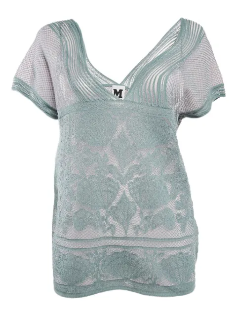 Missoni Pre-Owned shell-pattern lace knit top Blue 1136221