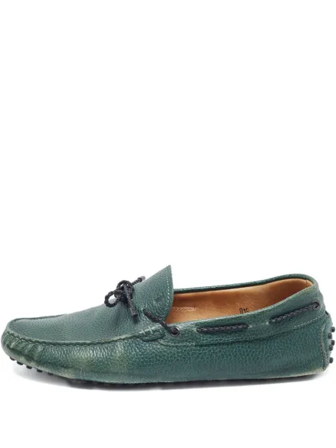 Tod's Vintage 2024 leather lace loafers shoes Green 854251