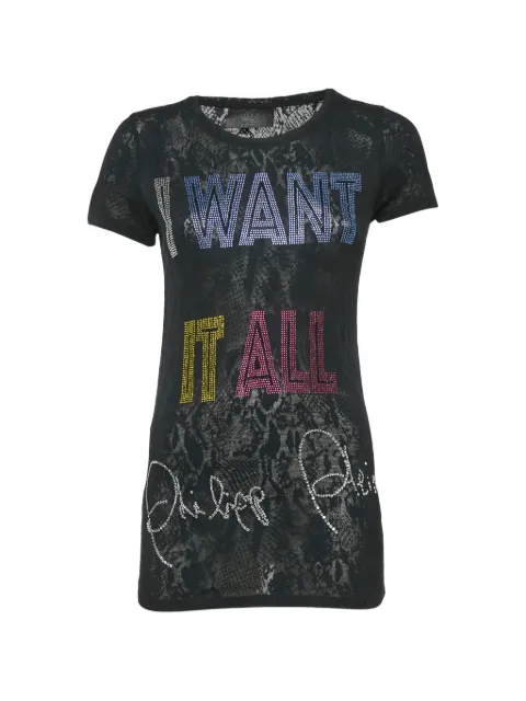 Philipp Plein snake-print studded T-shirt Blue 1159638