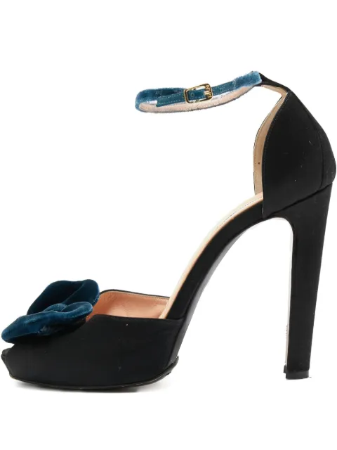 Nº21 125mm satin bow-detail sandals Black 737361