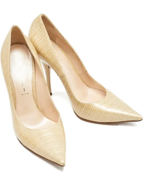 Casadei Vintage 120mm croc-embossed patent leather heeled pumps Neutrals 1151967