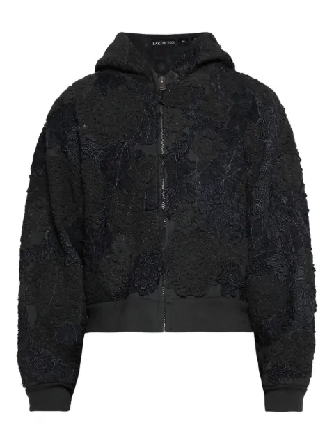 EARTHLING VIP floral-embroidered zip-up hoodie Grey DUSTYLUSTHOODIE