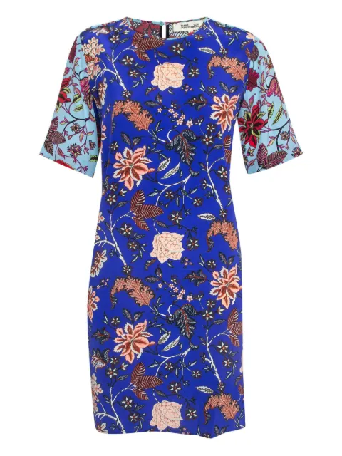 Diane Von Furstenberg Vintage floral-print silk mini dress Blue 995755