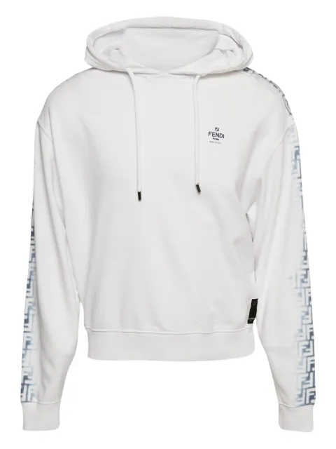 Fendi Pre-Owned cotton FF-logo hoodie White 1160222